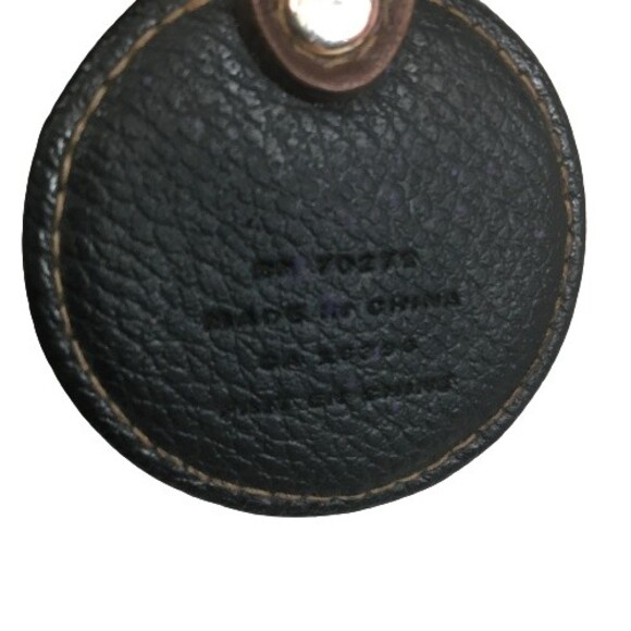 Liz Claiborne Logo Keychain Keyring Purse Fob Black Pebbled Brown Leather #70272 - Picture 6 of 7